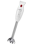 Bosch Stabmixer CleverMixx MSM24500, Edelstahl-Mixfuß, Mix- und Messbecher, Schneebesen, leichtes Gehäuse, 4-Klingen-Messer, einfache Reinigung, 400 W, weiß/rot